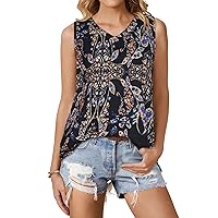 Summer Tops for Women Sleeveless V Neck Tshirt Loose Fit Casual Tank Tunic Blouse