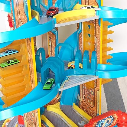 KidKraft Super Vortex Racing Tower 5-Story Race Track Toy for Die-Cast Cars; Storage for 50+ Vehicles, Gift for Ages 3+