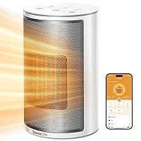 GoveeLife Smart Space Heater for Indoor Use, 1500W Fast Electric Heater with Thermostat, Wi-Fi App & Voice Remote Control, Small Heater Safety for Bedroom Home Indoors Office Desk Portable, White
