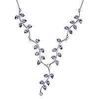 Franki Baker Amethyst Gemstones & 925 Sterling Silver Vine Leaf Fine Necklace. Length 42cm