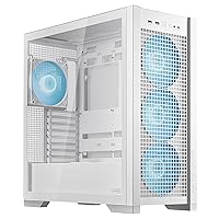 ASUS TUF Gaming GT302 ARGB White Edition ATX Mid-Tower Case Four 140x28mm ARGB Fans for Airflow & Static Pressure, Interchangeable Panel, Detachable top Panel, Hidden-Connector Motherboard Support