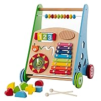 Baby Toys – Kids’ Activity Toy – Wooden Push and Pull Learning Walker for Toddlers Boys and Girls – Multiple Activity Center – Develops Motor Skills & Stimulates Creativity - Birthday Gift