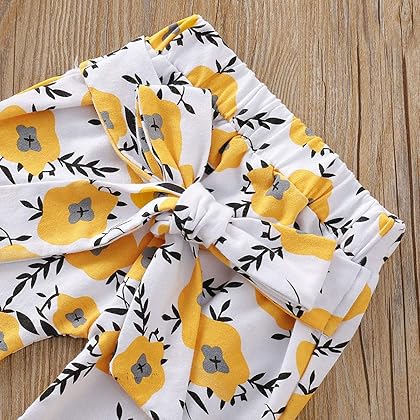 PigMaMa 3 Pcs Infant Baby Girl Clothes Letter Print Long Sleeve Romper Flower Pant Headband Toddler Outfits Set