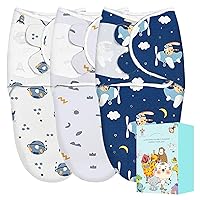 3-Pack Baby Swaddle Sleep Sacks - Perfect Boxs - Newborn Swaddle Sack - Ergonomic Baby Swaddles Warp Blanket for Boys and Girls (Small 0-3 Months), Planet, Sun, Flying Rabbit