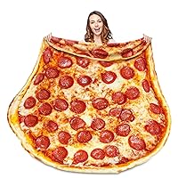 Pizza Blanket 2.0 Double Sided for Adult and Kids, Giant Food Throw Blanket Funny Thanksgiving Gifts, Christmas Novelty Gift Round Taco Blanket, Warm Soft Tortilla Blanket 80