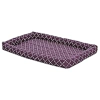 Midwest Homes for Pets 40248-PLD Quiet Time Couture Ashton Bolster Pet Bed, X-Large Dog/48, Plum, Plum & White Diamond Pattern, 48.2