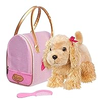 by Battat – Cocker Spaniel Stuffed Puppy with Pink and Gold Dotted Stuffed Animal Bag