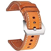 Hemsut Genuine Leather Watch Band, Retro Vintage 20 22 24 26mm Handmade Replacement Leather Watch Strap for Men and Women