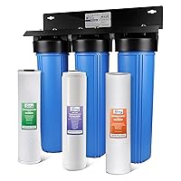 Whole House Water Filter System w/ Sediment, Polyphosphate Anti-Scale, and Carbon Block Water Filters, 3-Stage Water Descaler and Water Filter, Model: WGB32B-DS