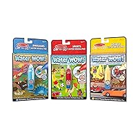 Melissa & Doug On the Go Water Wow! Resuable Color with Water Activity Pad 3-Pack, Sports, Dinosaurs, Vehicles, Chunky-Size Water Pens