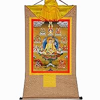 Gandhanra Tibetan Thangka Art,Eight Forms of Padmasambhava,Guru Rinpoche,Lotus Born,Padmakara,Buddhist Thangka Painting,Thangka Brocade,Buddha Tapestry with Scroll,for Zen Home Decor Meditation