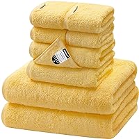 SEMAXE Yellow Bath Towels for Bathroom, 2 Bath Towels 2 Hand Towels 4 Washcloths, 100% Cotton Towels with Hanging Loops and Smart Tags, Hotel Spa Quality Absorbent Towels, 8 Piece Towels