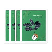 Compendium Positively Green 4-Pack of Encouragement Cards – Courage dear, heart (Four Cards Total, One Design, with Envelopes)