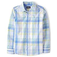 The Children's Place Boys' Long Sleeve Poplin Button Up Shirt