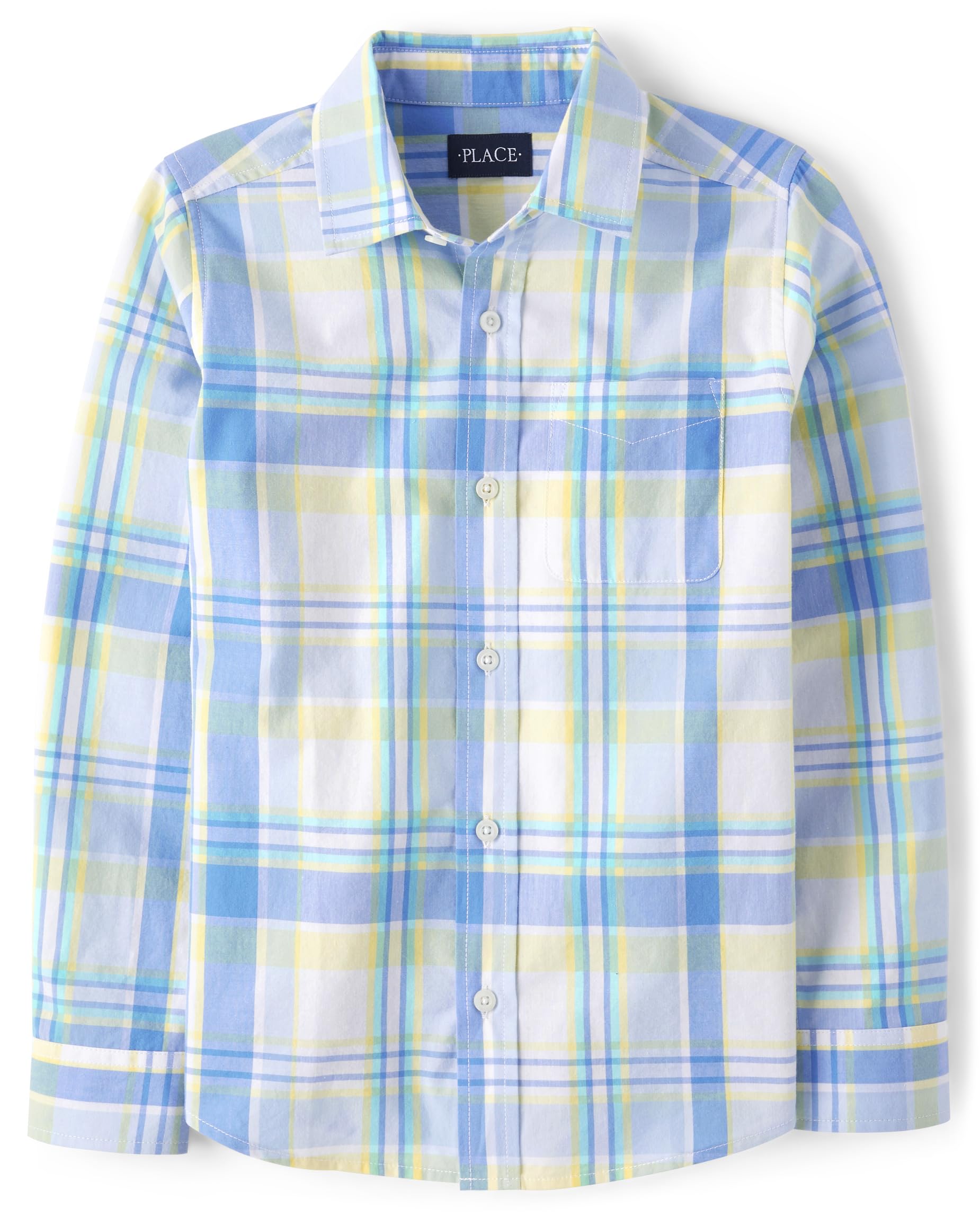 The Children's Place Boys' Long Sleeve Poplin Button Up Shirt