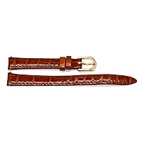 10MM Brown Croco Grain Genuine Leather Watch Band Strap