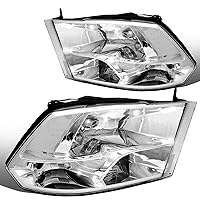 DNA MOTORING HL-OH-DR09QUA-CH-CL1 Chrome Housing Headlights Compatible with 10-18 Ram 1500-5500,Fit Dual or Quad Headlight Models