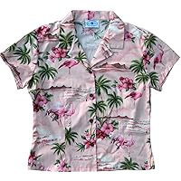 RJC Pink Flamingo Hibiscus Junior Girl's Fitted Cotton Blouse