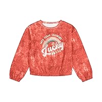 Lucky Brand Girls' Pullover Fleece Crewneck Sweatshirt