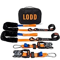 Motorcycle Tie Down Straps with Ratchets and Sheepskin Protection Loops. The Ultimate Motorcycle Straps, 38mm Wide, Secure Hooks for Motorcycles, ATVs. Carry Case Included. 3300 lb Stregth.
