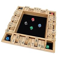 4 Player Shut The Box Dice Board Game with Natural Wood - 12 in.