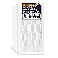 Filtrete 14x30x1 AC Furnace Air Filter, MERV 12, MPR 1500, CERTIFIED asthma & allergy friendly, 3 Month Pleated 1-Inch Electrostatic Air Cleaning Filter, 6-Pack (Actual Size 13.81x29.81x0.78 in)
