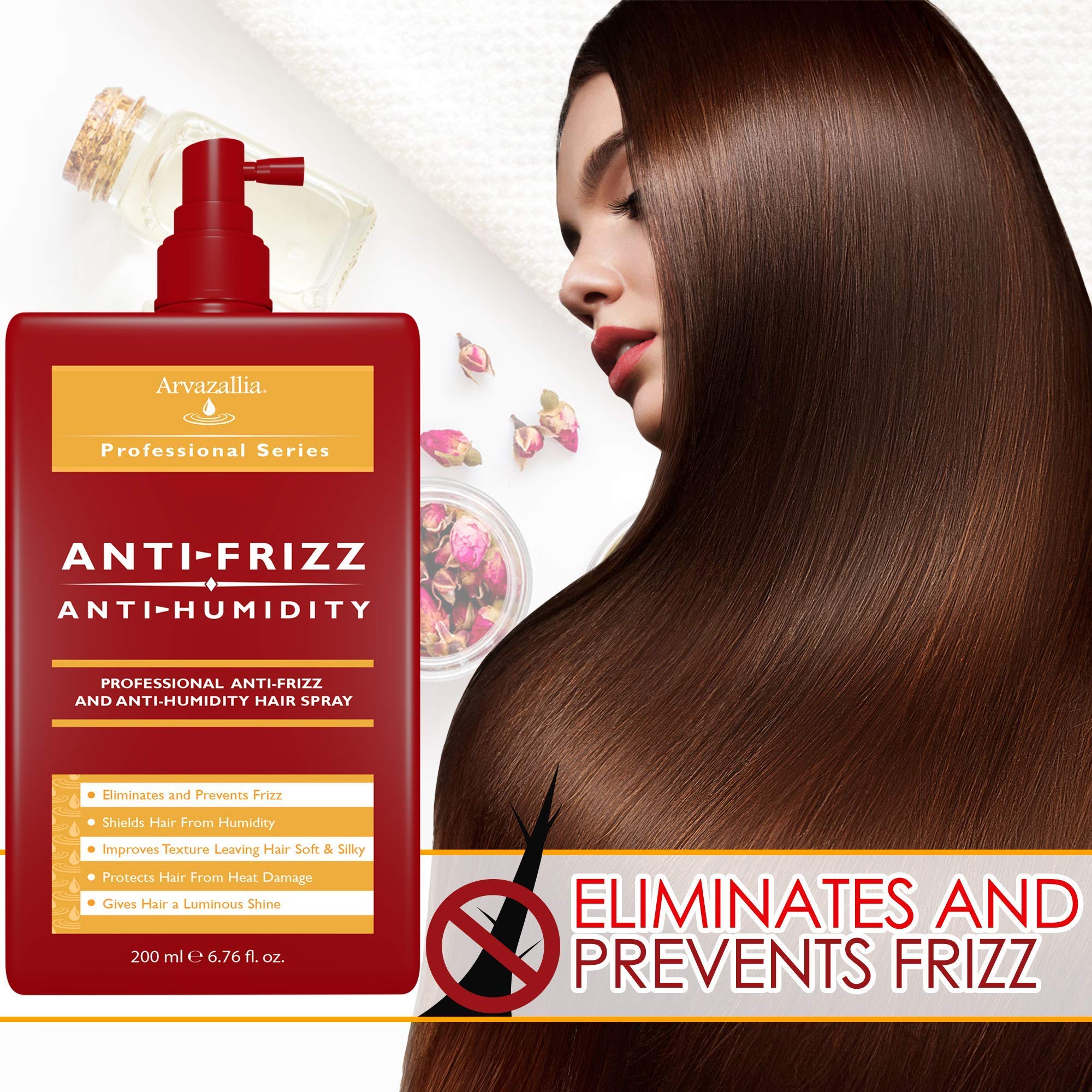 Hydrating Argan Oil Hair Mask and Anti-Frizz Anti-Humidity Spray Treatment Bundle - Professional Grade Deep Conditioning , Frizz Control , and Humidity Shield by Arvazallia