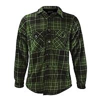 Mens Quilted Plaid Winter Jacket Long Sleeve Plaid Shirt