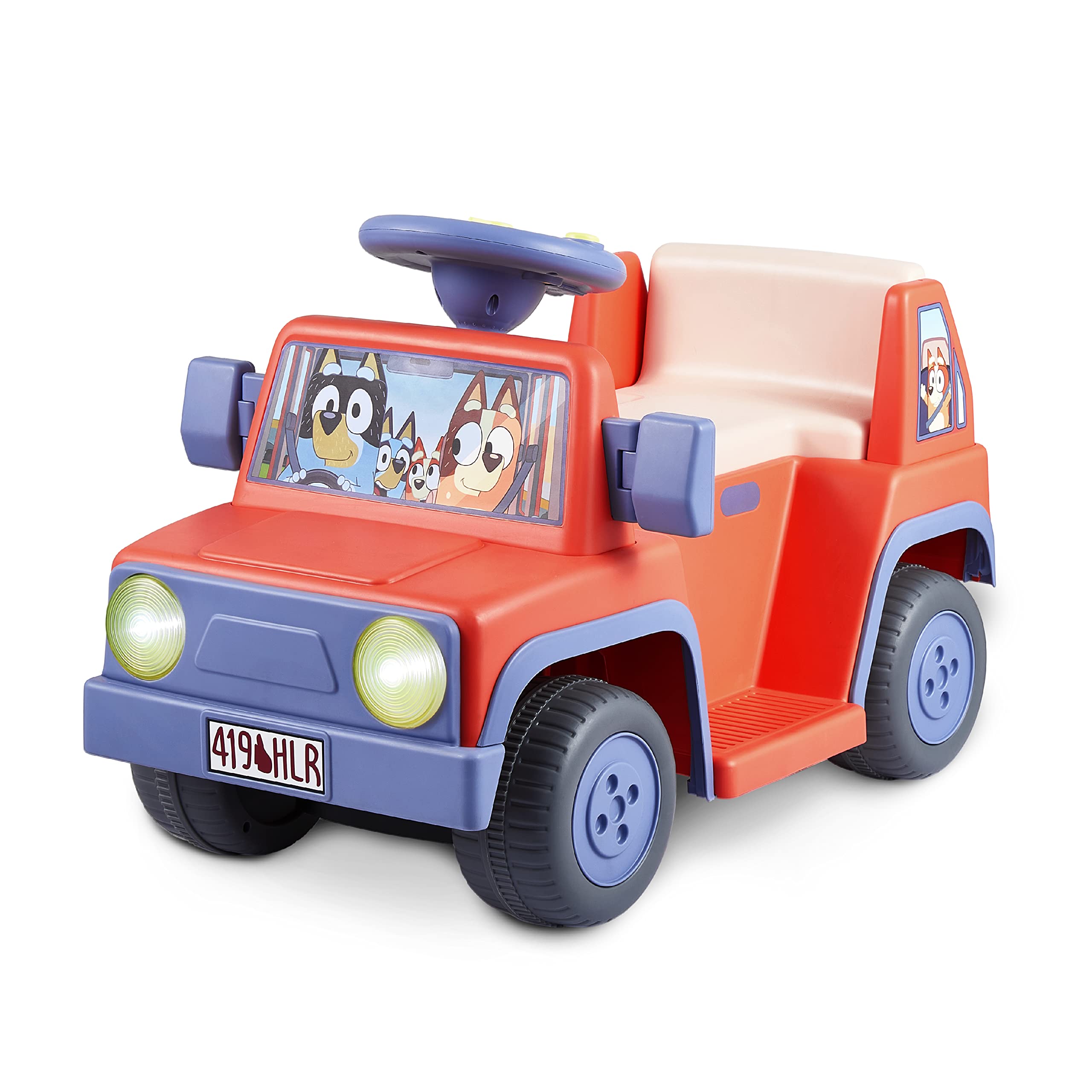 Bluey 6V Ride On Car for Toddlers - Interactive Electric Car for Kids with Sound Effects & Music, Riding Toy for Boys & Girls, Includes 6V Rechargeable Battery & Charger, Large
