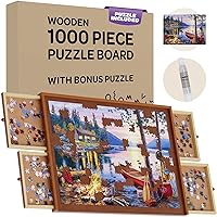 Jigsaw Puzzle Board - with Free Puzzle / 1000 Piece Jigsaw Puzzle Table for Adults and Kids (1000 pc Puzzle Board)