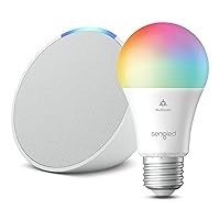Echo Pop | Glacier White with Sengled Smart Color Bulb