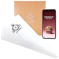 Reusable Single Piping Bag - Premium Design for Dishwasher Safe - Reusable Piping Bag Large Cotton - Professional Dressing Bag Including E-Book with Tips and Tricks by Kitchtic