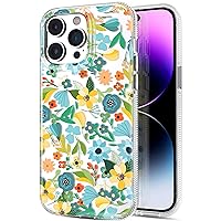 for iPhone 14/15 Pro Max Case, Clear & Floral Anti-Yellowing Slim Shockproof Protective Cute Girly Women Phone Cases Cover for iPhone 14/15 Promax 5G 2022, 6.7