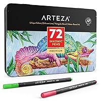 ARTEZA Inkonic Fineliners, Set of 72, 0.4 mm Tips Fine Point Markers, Assorted Art Pens, Water-Based Fine Tip Markers for Drawing, Sketching, Journaling, Calligraphy