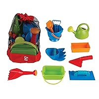 Hape Beach Essential Set 2, Sand Toy Pack, Mesh Bag Included , Blue