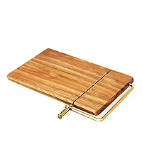 Twine Acacia Cheese Board with Slicer, Cutting cheese Board with Wire Slicer, Wood Cheese Cutting Board, Measures 10