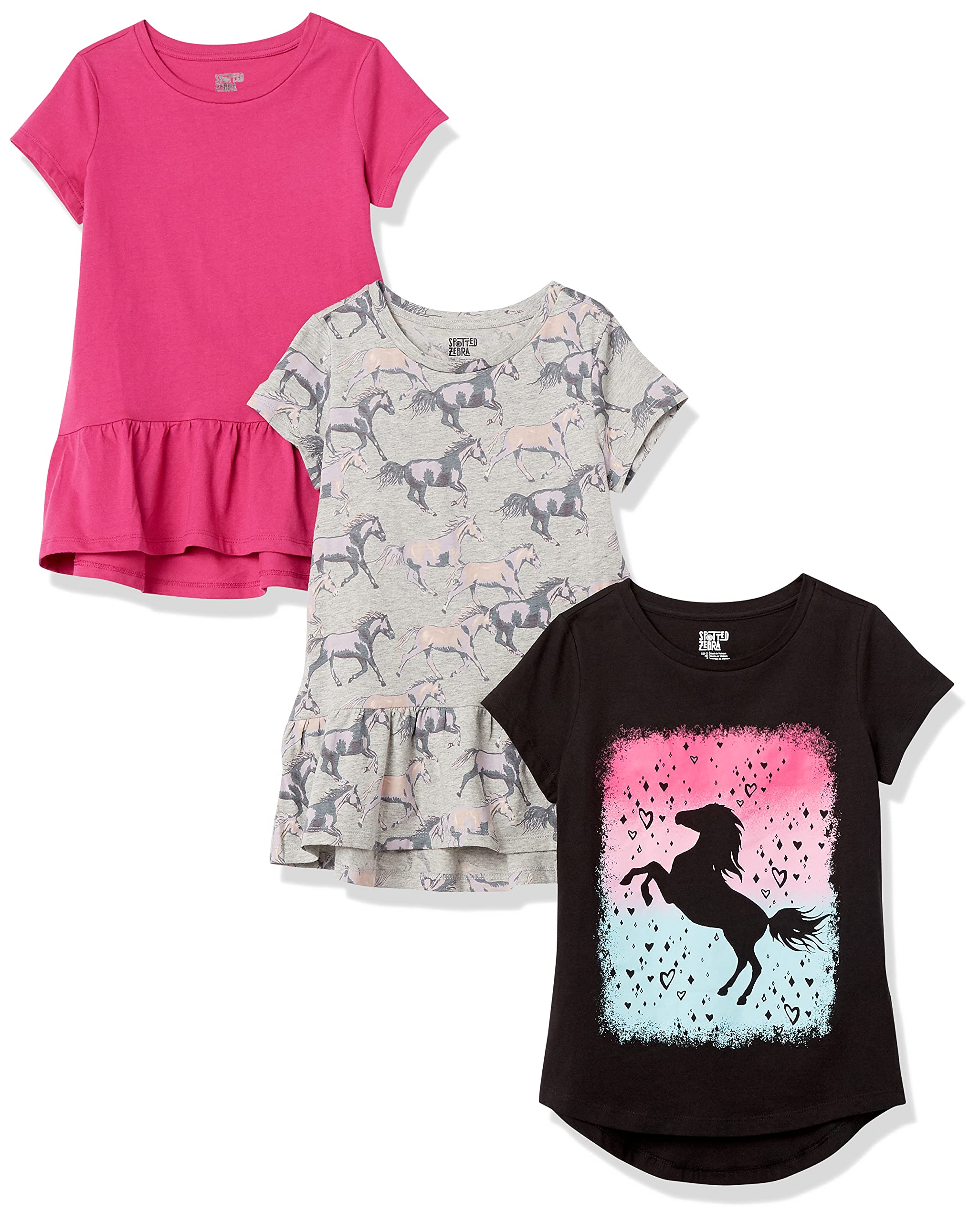 Spotted Zebra Girls and Toddlers' Short-Sleeve and Sleeveless Tunic Tops, Multipacks
