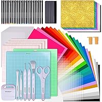 GO2CRAFT Accessories Bundle for Cricut Makers and All Explore Air, 90Pcs Ultimate Tools and Accessories with Adhesive Vinyl, Weeding Tools, Transfer Vinyl, Crafting Starter Kit for Cricut Projects