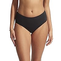Seafolly Women's Hipster Full Coverage Mid Rise Wide Side Bikini Bottom Swimsuit