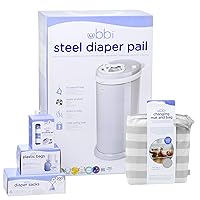 Ubbi Diaper Changing Value Gift Set, Baby Registry Gift, Includes Gray Diaper Pail, Absorbing Gels, Travel Changing Mat & Bag, Diaper Pail Waste Bags and On-the-Go Waste Sacks