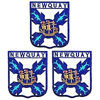 Kleenplus 3pcs. 2.6X2.3 INCH. Newquay Flag Patch Tactical Military Flag Embroidered Patches Country Flag Stickers Embroidery Craft Decoration Jackets Hat Clothing Costume Accessory