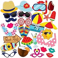 Beach Party Photo Booth Props Craft Item, Multi Color (Set of 29) by Indian Collectible