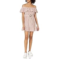 Speechless Women's Off-The-Shoulder Fit and Flare Ruffled Dress