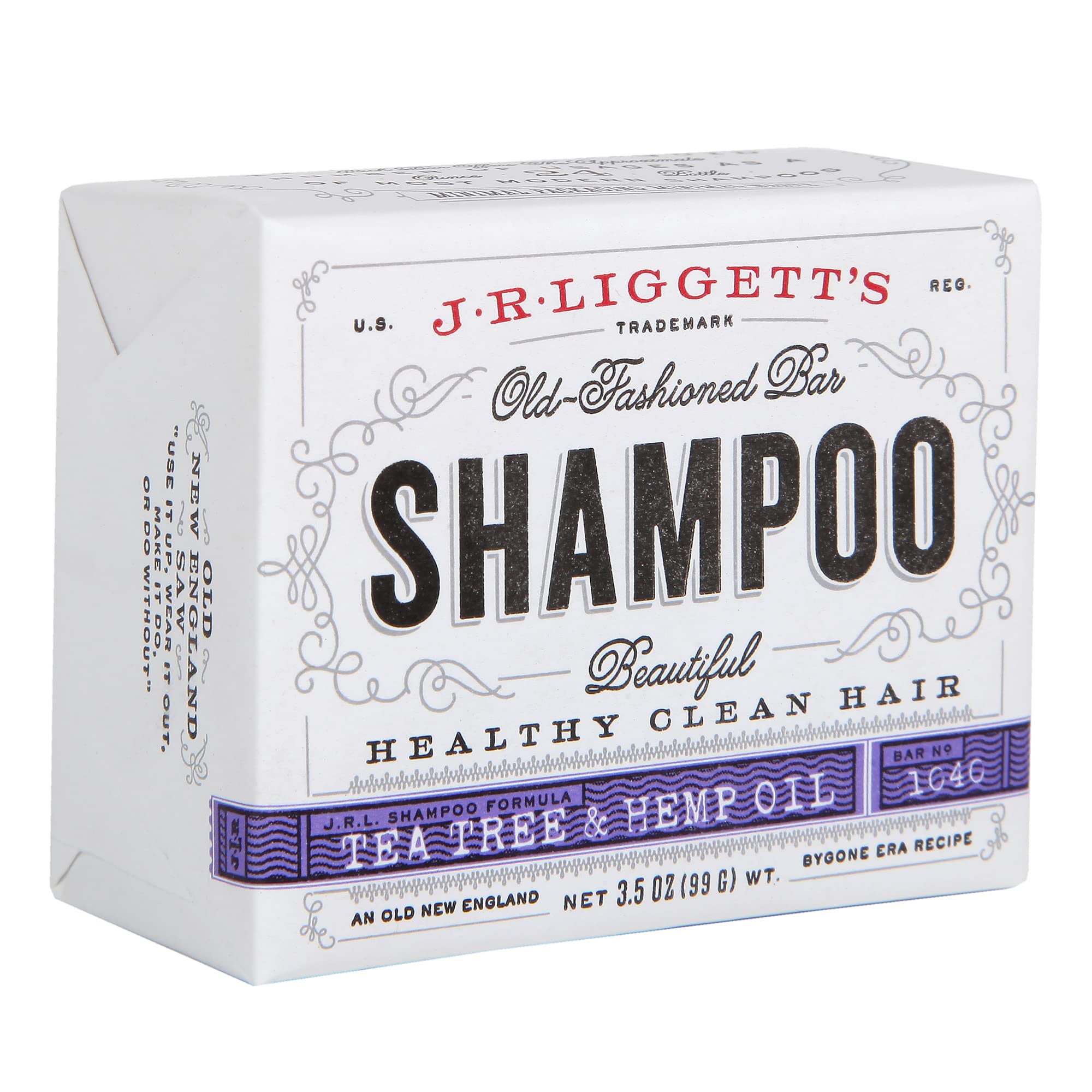 J·R·LIGGETT'S All-Natural Shampoo Bars -Tea Tree & Hemp Oil, Jojoba & Peppermint and Coconut & Argan Oil, Nourishes Follicles with Antioxidants and Vitamins, Sulfate-Free, Set of Three, 3.5 Ounce Bars