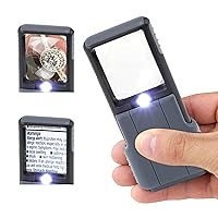 Carson MiniBrite LED Lighted Slide-Out Aspheric Magnifier with Protective Sleeve (PO-55), 5X, Gray