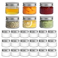 ComSaf Mason Jars with Airtight Metal Regular Lids(5oz/150ml), Sealed Clear Glass Canning Jars with Wide Mouth for Spices, Honey, Jam, Jelly, Ideal for Wedding Favors, Baby Shower Favors, Set of 24