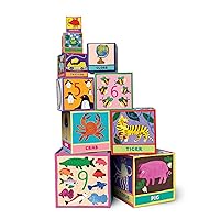 eeBoo's First Words Tot Tower Stacking Blocks for Toddlers, Multicolor, 1 ea