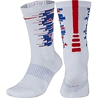 Unisex Elite 4th Of July Crew Socks-White/Red/Blue-Large