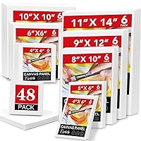 ESRICH Canvases for Painting, Canvas Boards 48Pack Different Size with 4x4,4x6,5x6,6x6,8x10,10x10,9x12,11x14(6 of Each), Blank Painting Canvas Panels for Oil & Acrylic Paint for Beginners & Artists.