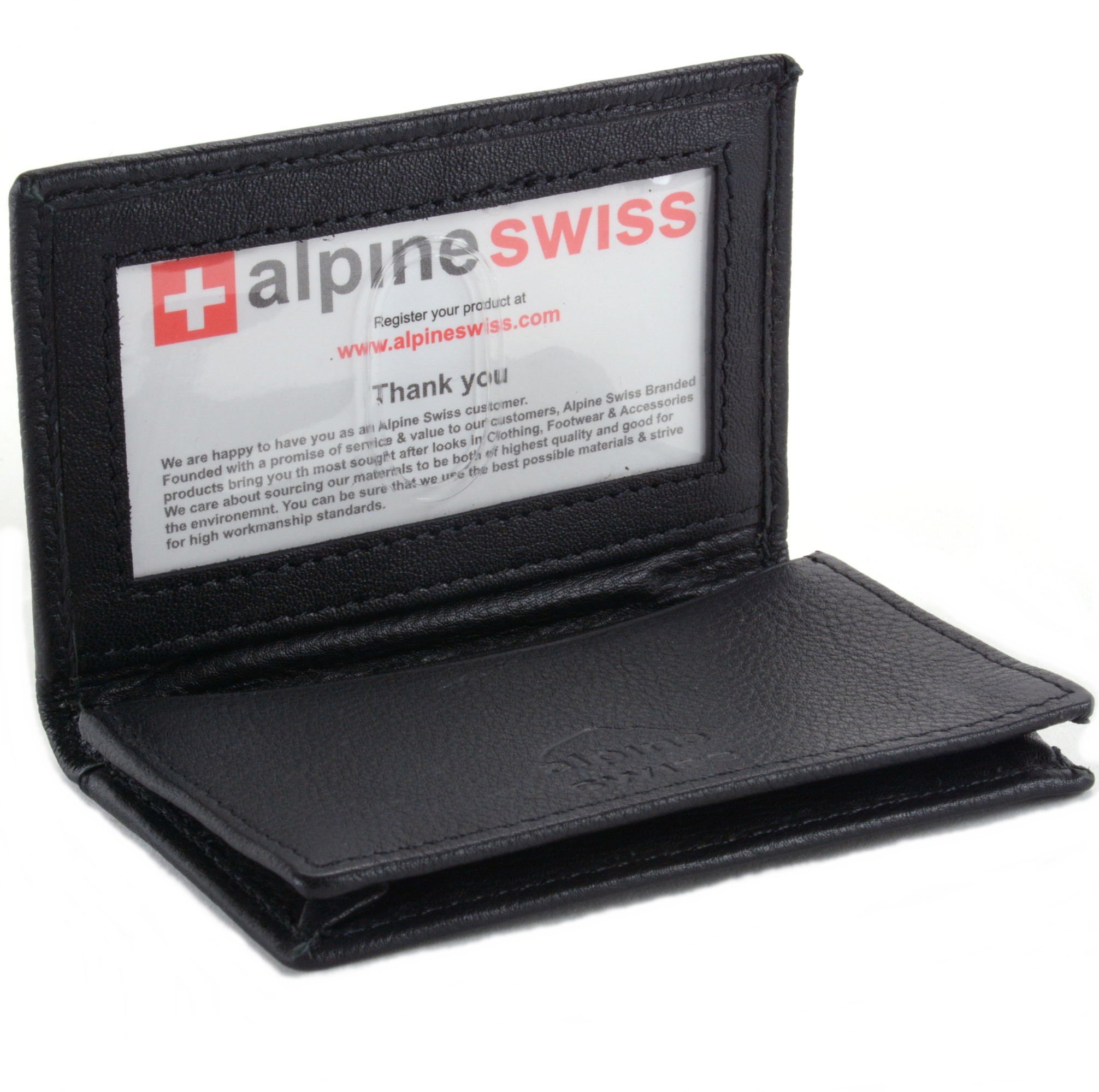 Alpine Swiss Genuine Leather Thin Business Card Case Minimalist Wallet